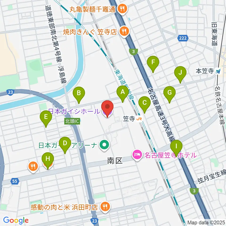 日本ガイシホール周辺のカフェ一覧地図