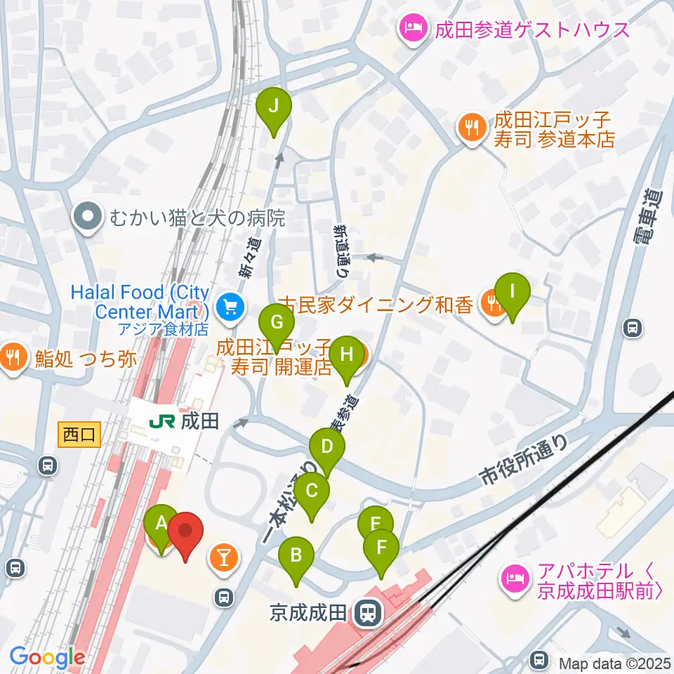 なごみの米屋スカイタウンホール周辺のカフェ一覧地図