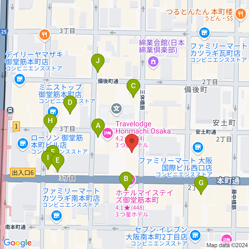 スプートニクギタースクール周辺のカフェ一覧地図