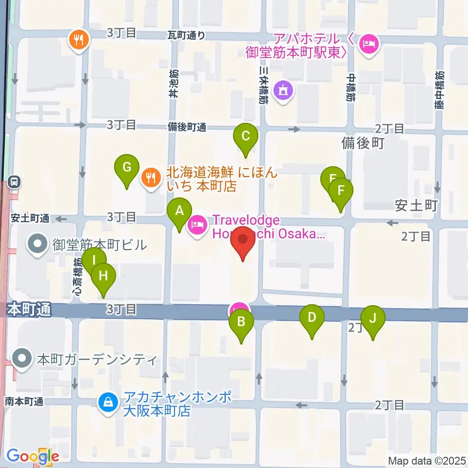 スプートニクギタースクール周辺のカフェ一覧地図