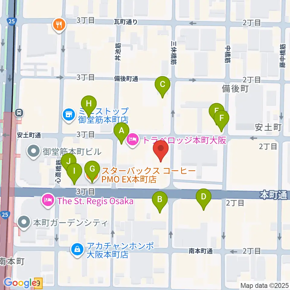 スプートニクギタースクール周辺のカフェ一覧地図