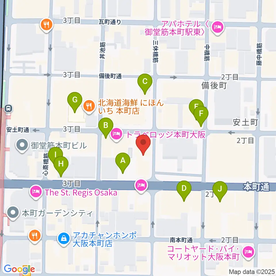 スプートニクギタースクール周辺のカフェ一覧地図