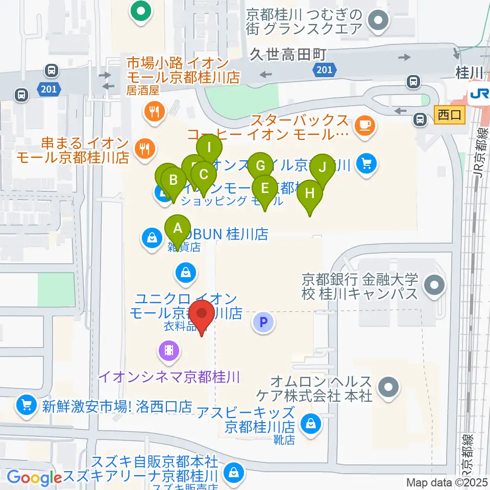島村楽器イオンモール京都桂川店周辺のカフェ一覧地図