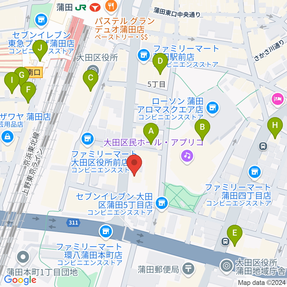 蒲田ニューエイト周辺のカフェ一覧地図