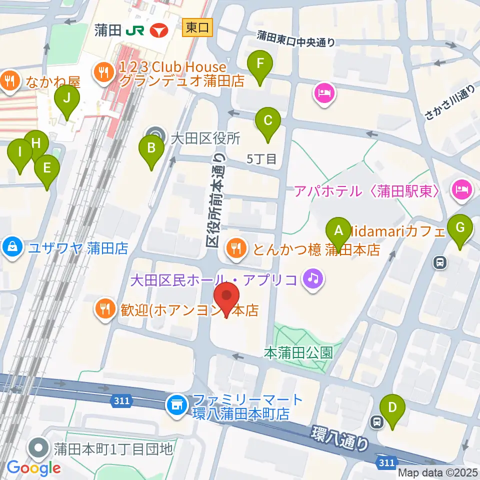 蒲田ニューエイト周辺のカフェ一覧地図