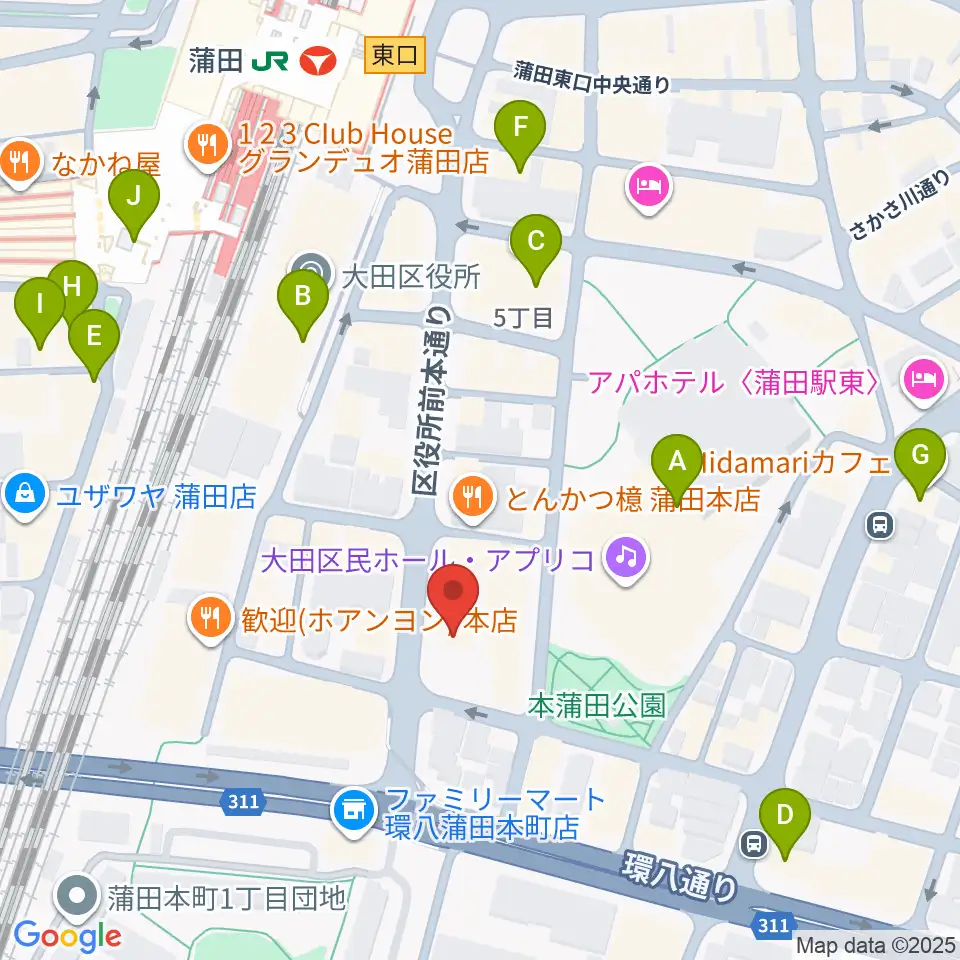 蒲田ニューエイト周辺のカフェ一覧地図
