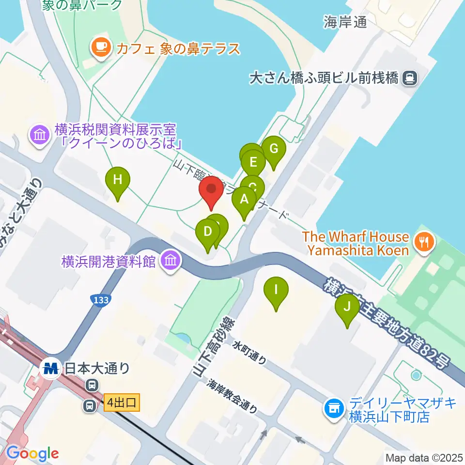 波止場会館周辺のカフェ一覧地図