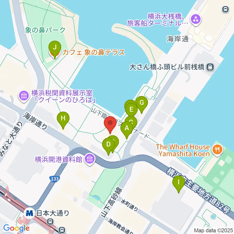 波止場会館周辺のカフェ一覧地図