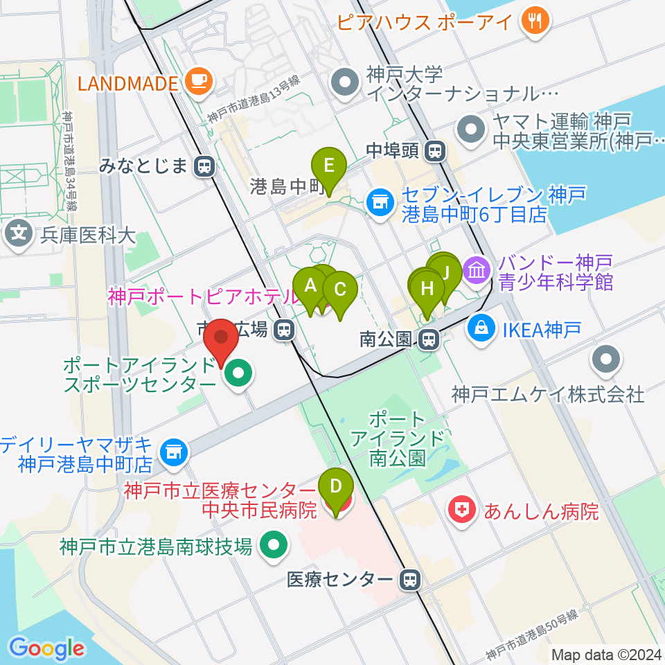 神戸ワールド記念ホール周辺のカフェ一覧地図