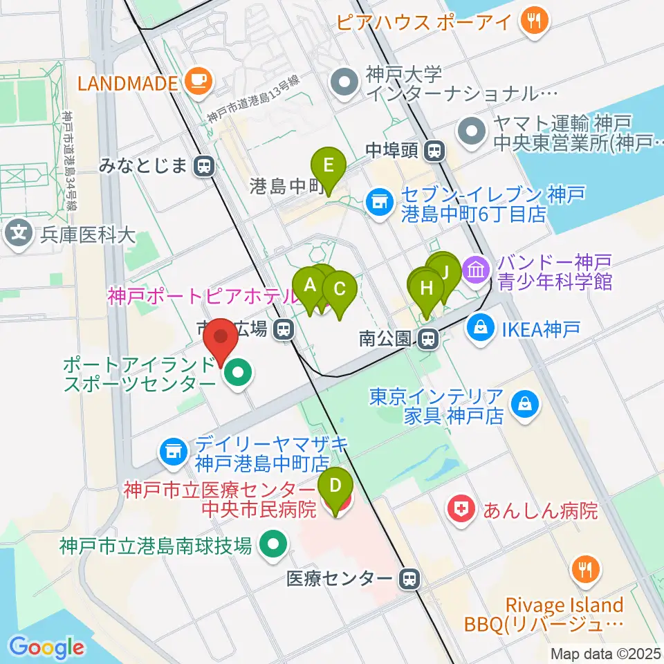 神戸ワールド記念ホール周辺のカフェ一覧地図