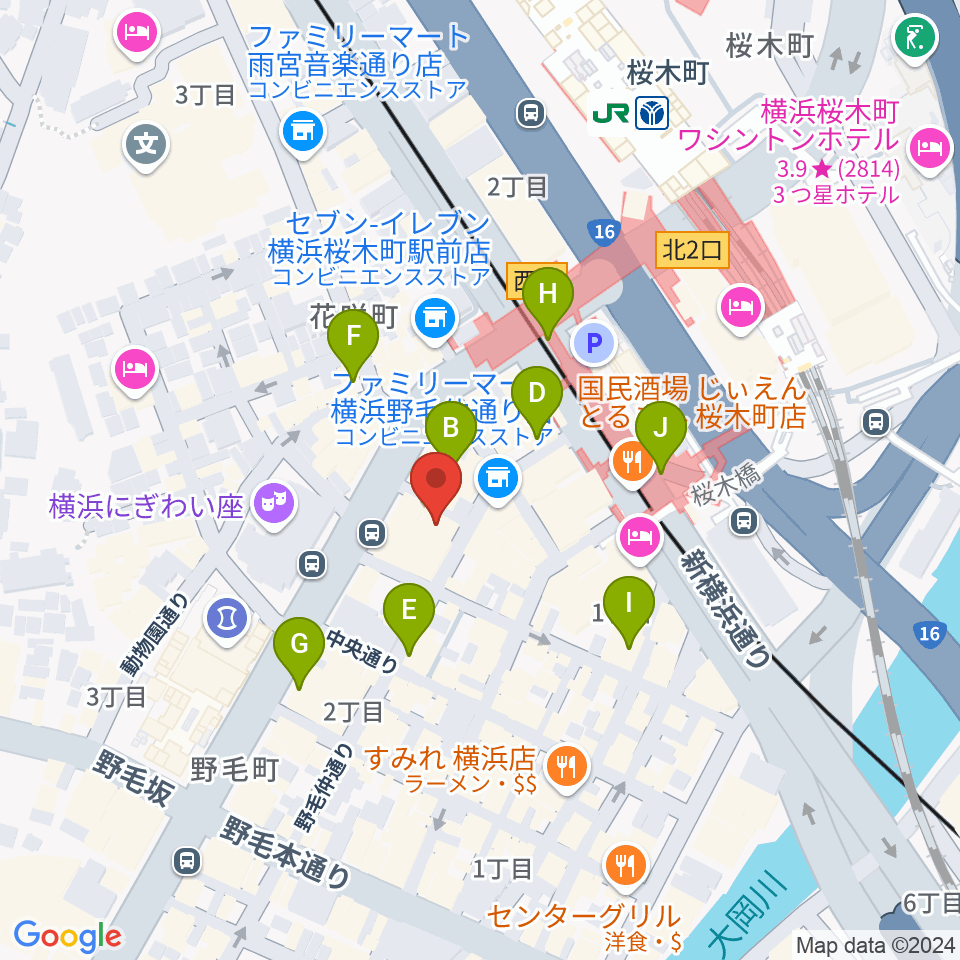 横浜ダウンビート周辺のカフェ一覧地図