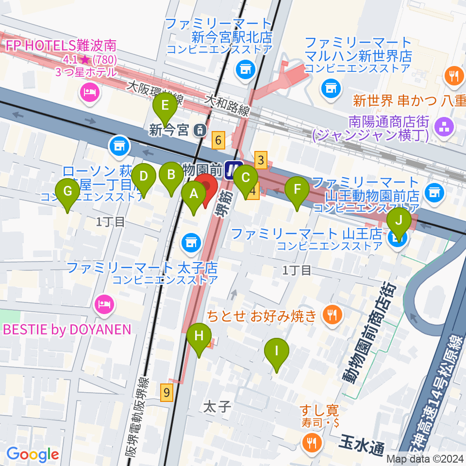 西成ドナリー at KAMA PUB周辺のカフェ一覧地図