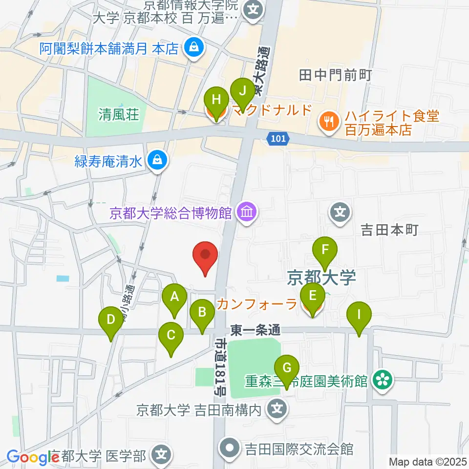 アンスティチュ・フランセ関西周辺のカフェ一覧地図