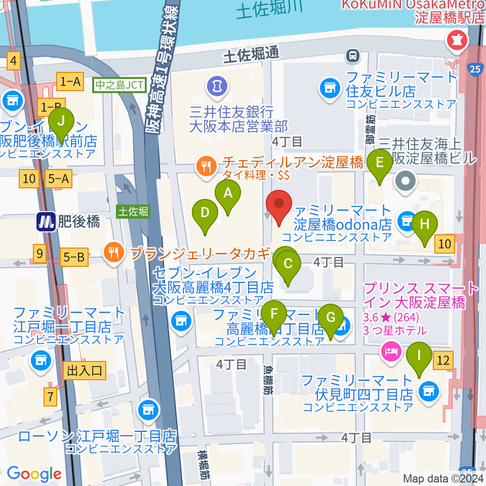 大阪倶楽部4Fホール周辺のカフェ一覧地図