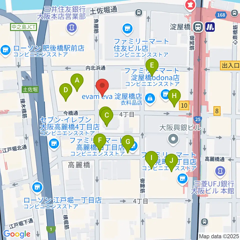 大阪倶楽部4Fホール周辺のカフェ一覧地図