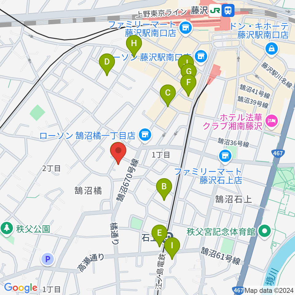 藤沢ル・クラシック周辺のカフェ一覧地図