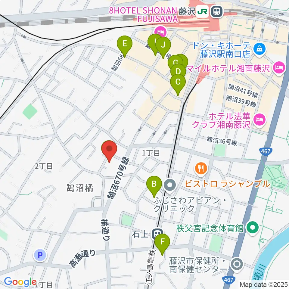 藤沢ル・クラシック周辺のカフェ一覧地図