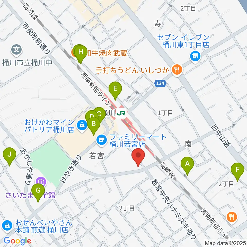 桶川の音楽スタジオVEIN周辺のカフェ一覧地図