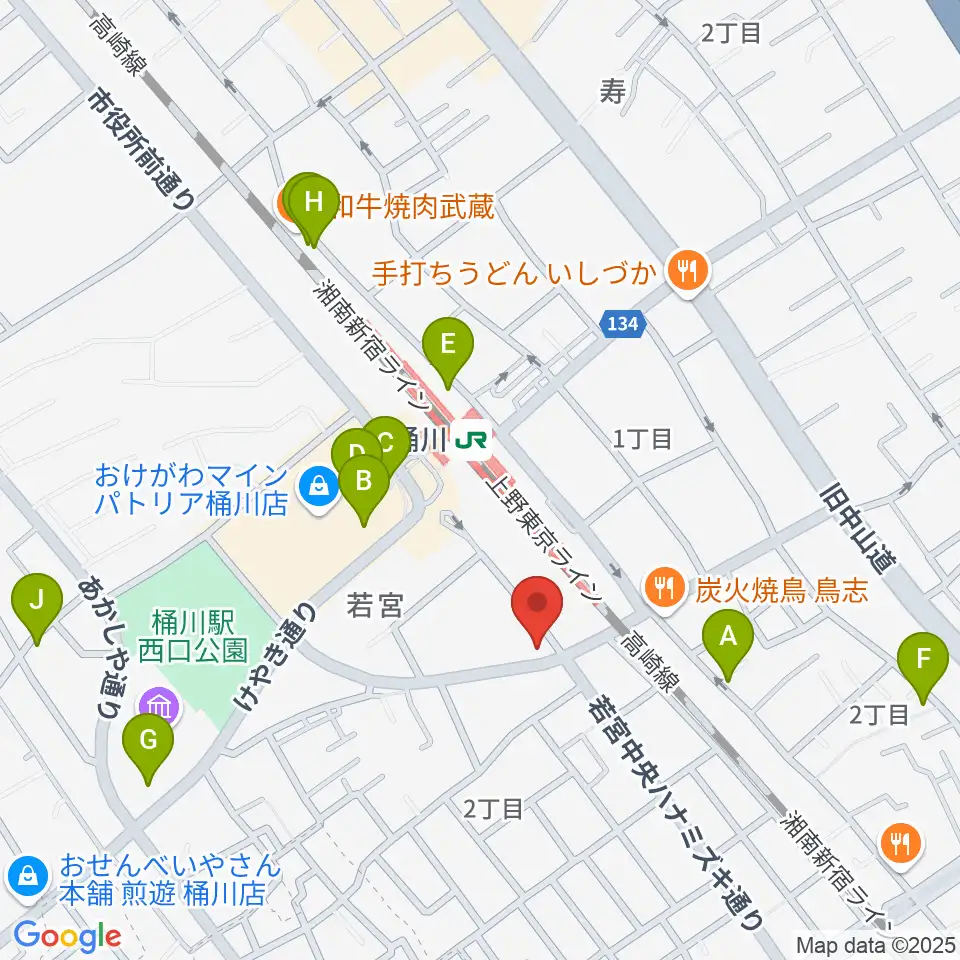 桶川の音楽スタジオVEIN周辺のカフェ一覧地図