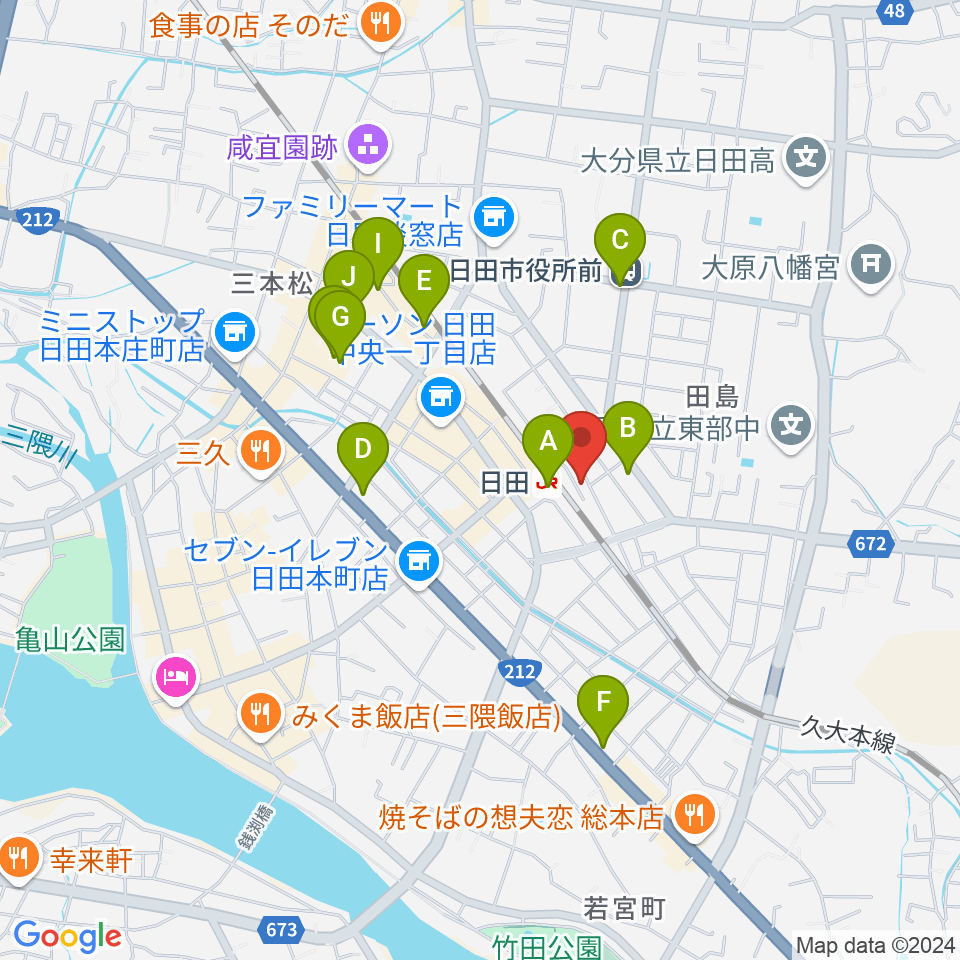 有限会社 大石楽器店周辺のカフェ一覧地図