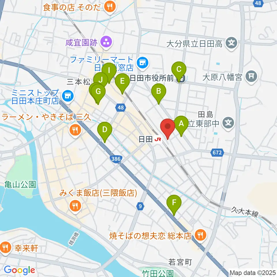 有限会社 大石楽器店周辺のカフェ一覧地図