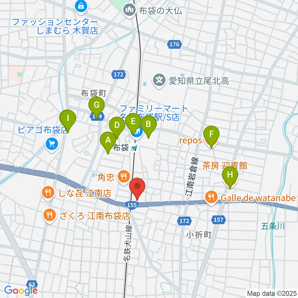 江南スタジオエム周辺のカフェ一覧地図