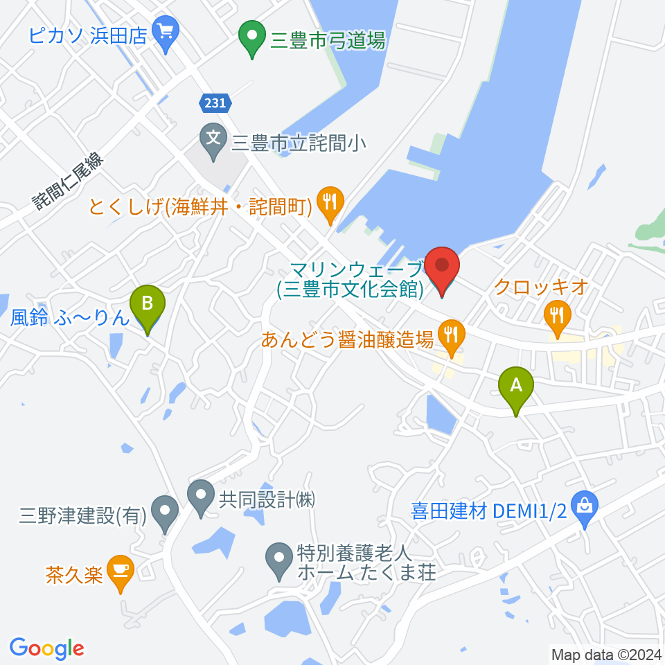 三豊市文化会館マリンウェーブ周辺のカフェ一覧地図