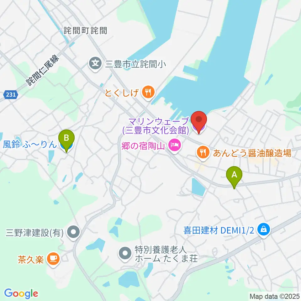三豊市文化会館マリンウェーブ周辺のカフェ一覧地図