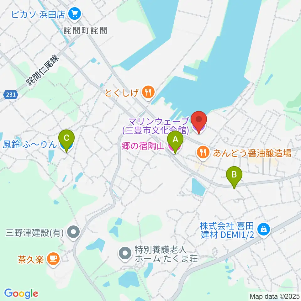 三豊市文化会館マリンウェーブ周辺のカフェ一覧地図