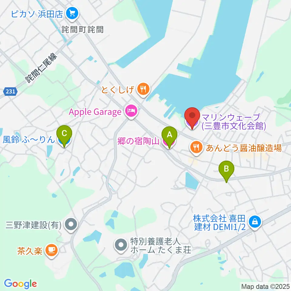 三豊市文化会館マリンウェーブ周辺のカフェ一覧地図
