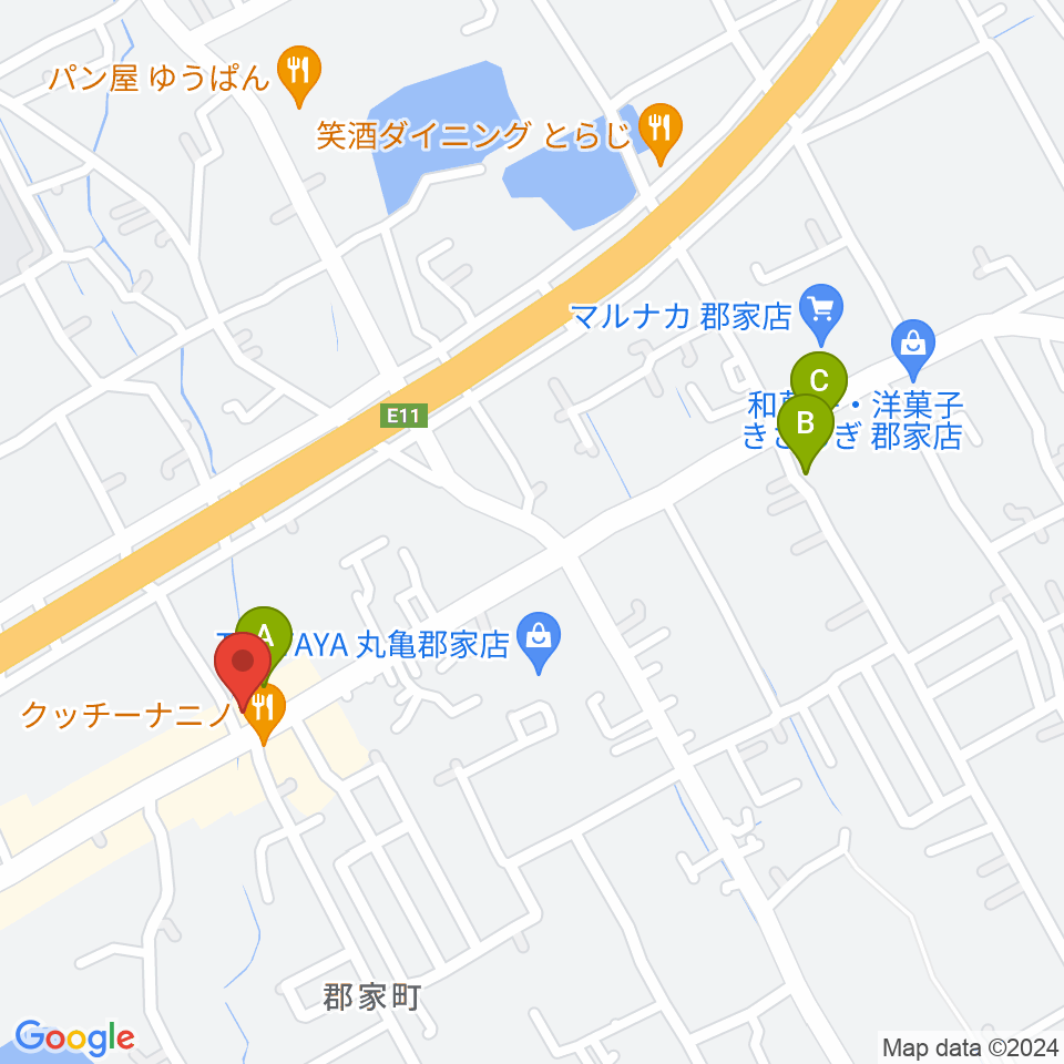 オオサカヤ 丸亀郡家店周辺のカフェ一覧地図