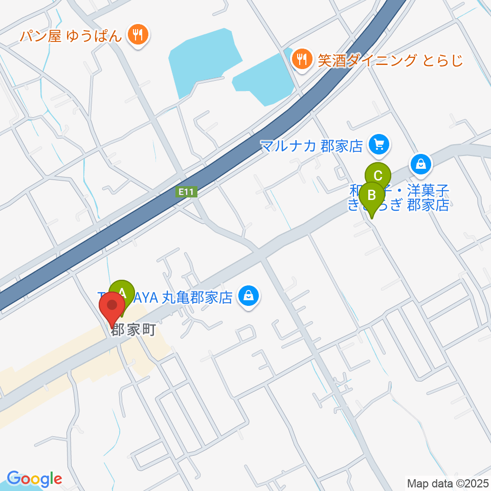 オオサカヤ 丸亀郡家店周辺のカフェ一覧地図