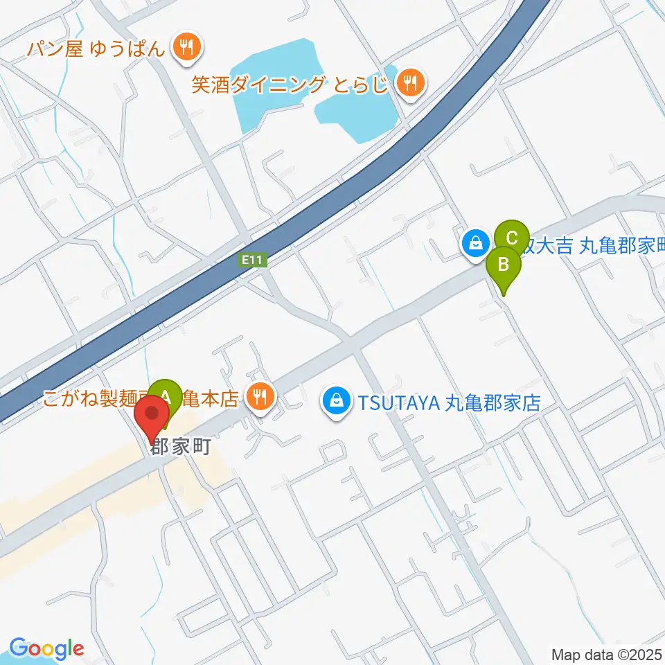 オオサカヤ 丸亀郡家店周辺のカフェ一覧地図
