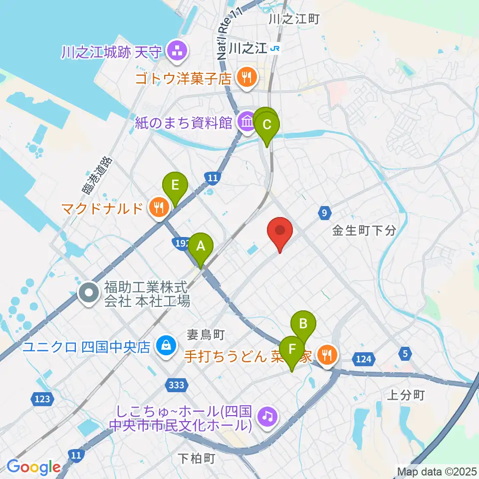 オオサカヤ 川之江店周辺のカフェ一覧地図