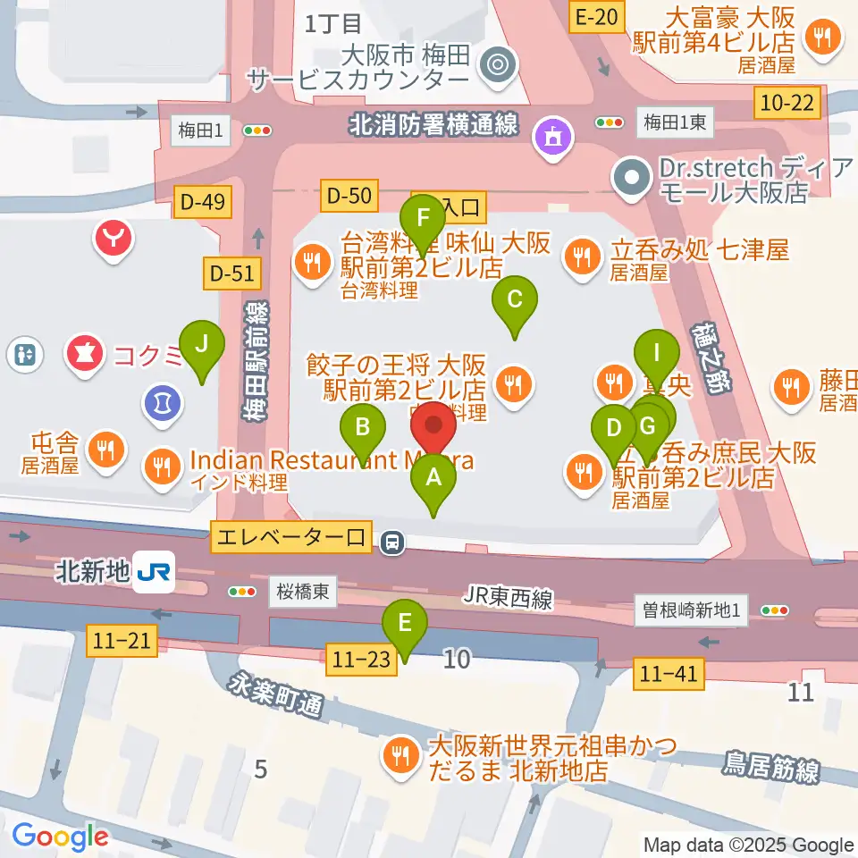 三木楽器ローブラスセンター周辺のカフェ一覧地図