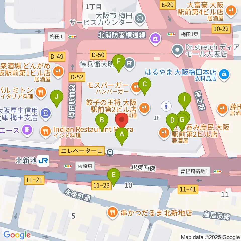 三木楽器ローブラスセンター周辺のカフェ一覧地図