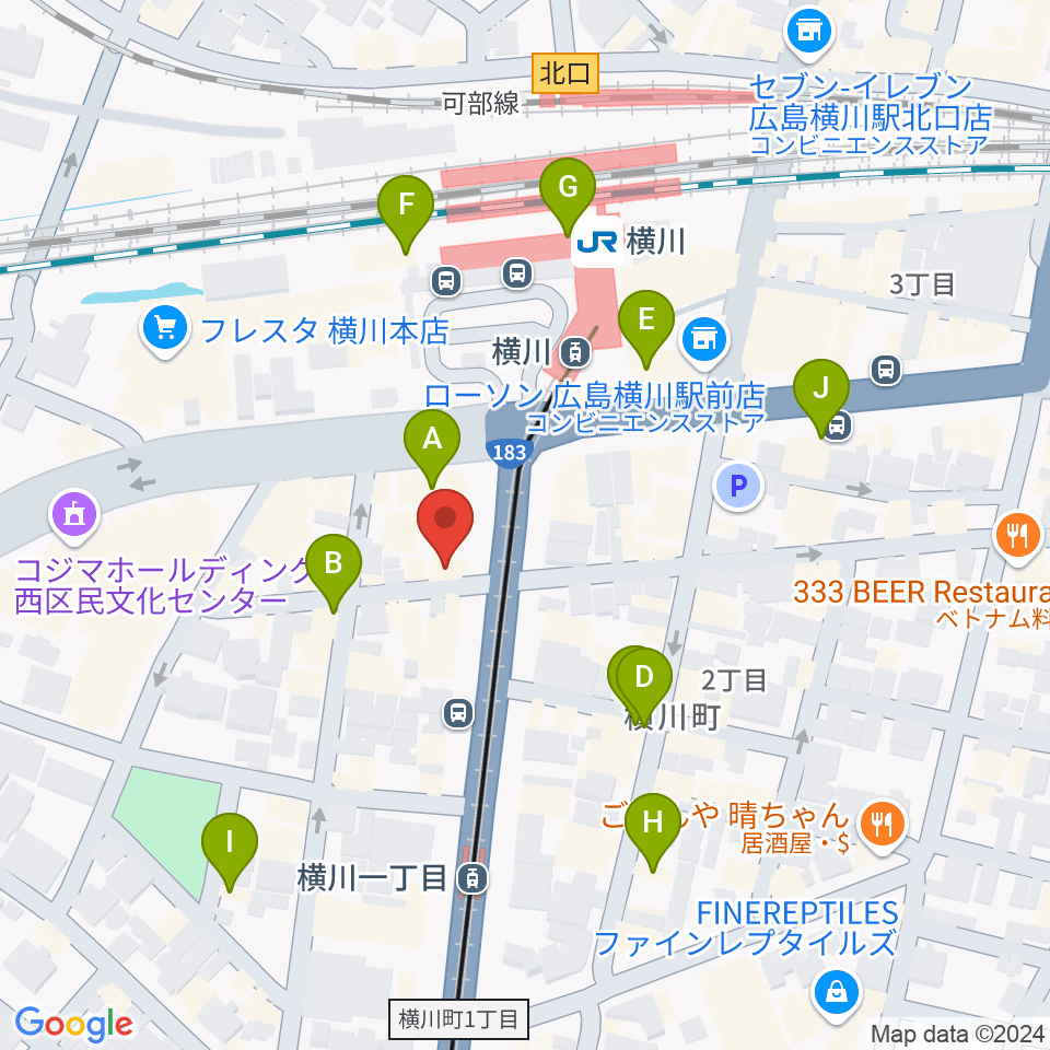 松本楽器店周辺のカフェ一覧地図