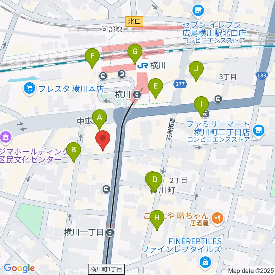 松本楽器店周辺のカフェ一覧地図