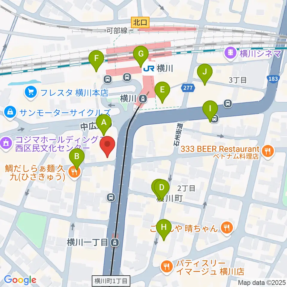 松本楽器店周辺のカフェ一覧地図