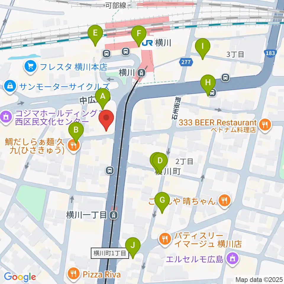 松本楽器店周辺のカフェ一覧地図