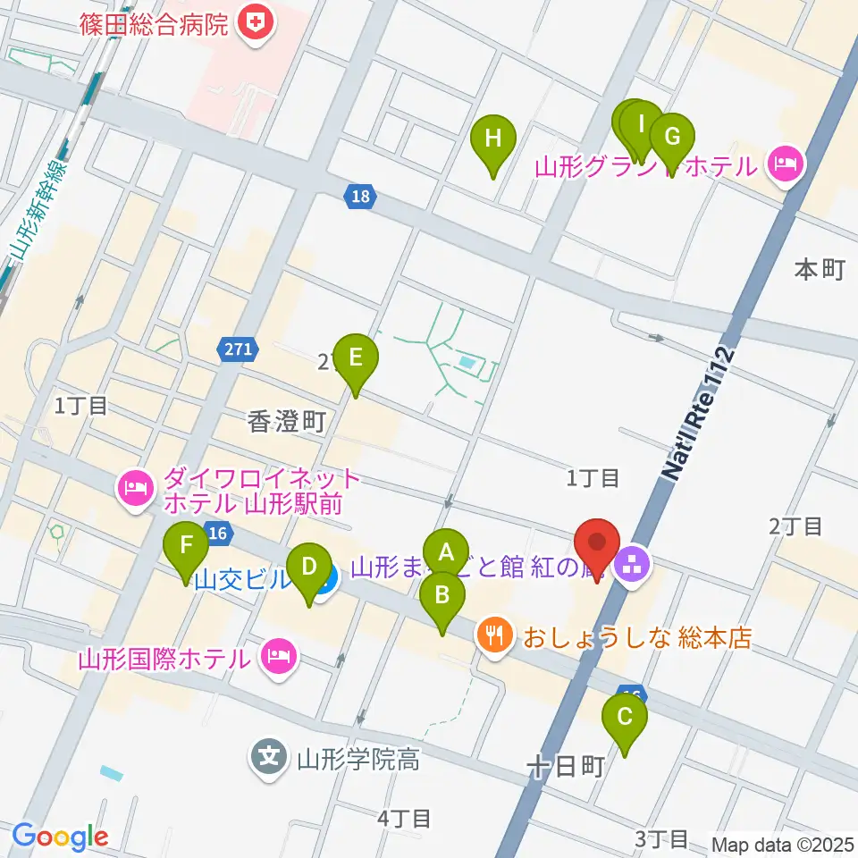 辻楽器店周辺のカフェ一覧地図