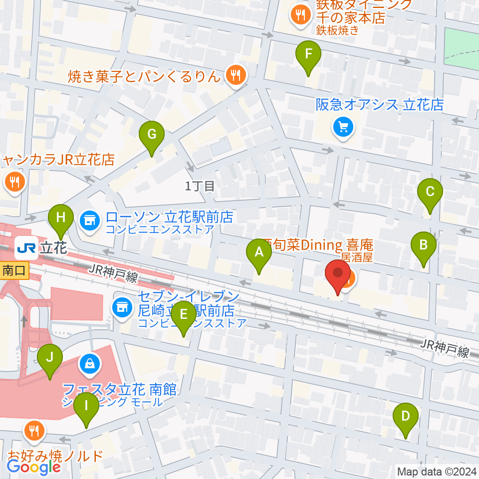 マサゴ楽器周辺のカフェ一覧地図