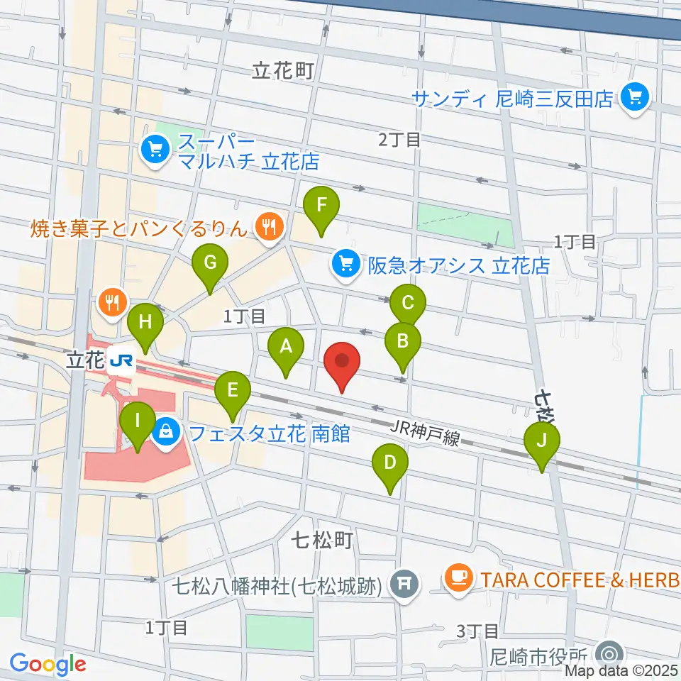 マサゴ楽器周辺のカフェ一覧地図