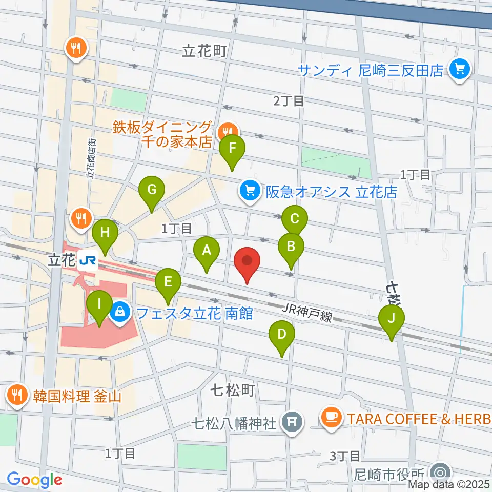 マサゴ楽器周辺のカフェ一覧地図