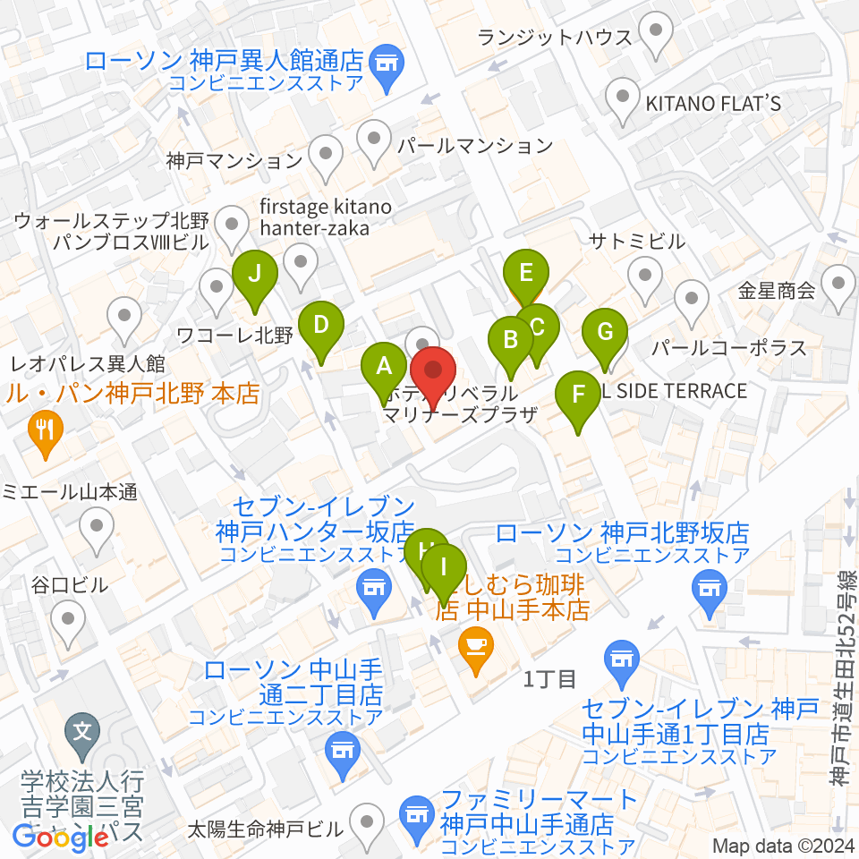 リードマン北野店周辺のカフェ一覧地図