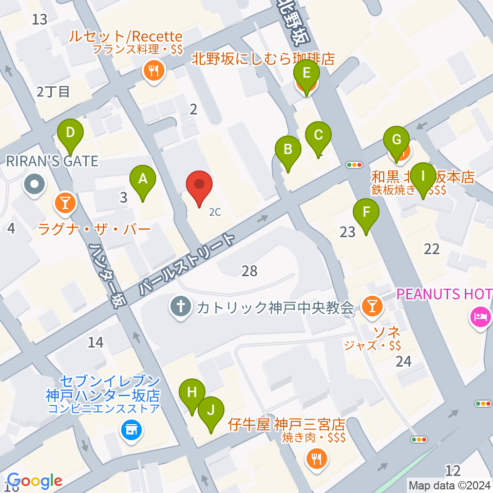 リードマン北野店周辺のカフェ一覧地図