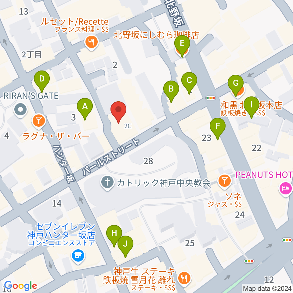 リードマン北野店周辺のカフェ一覧地図