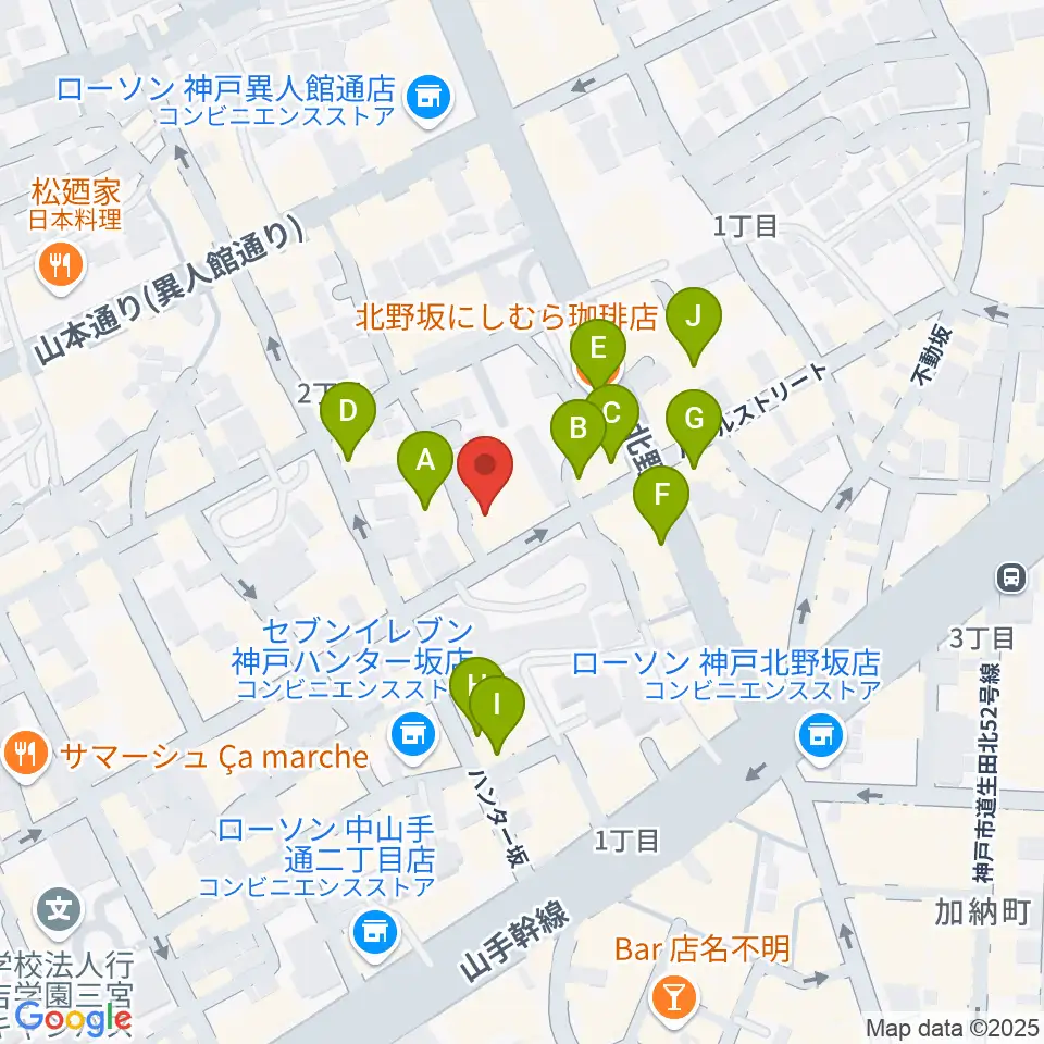 リードマン北野店周辺のカフェ一覧地図