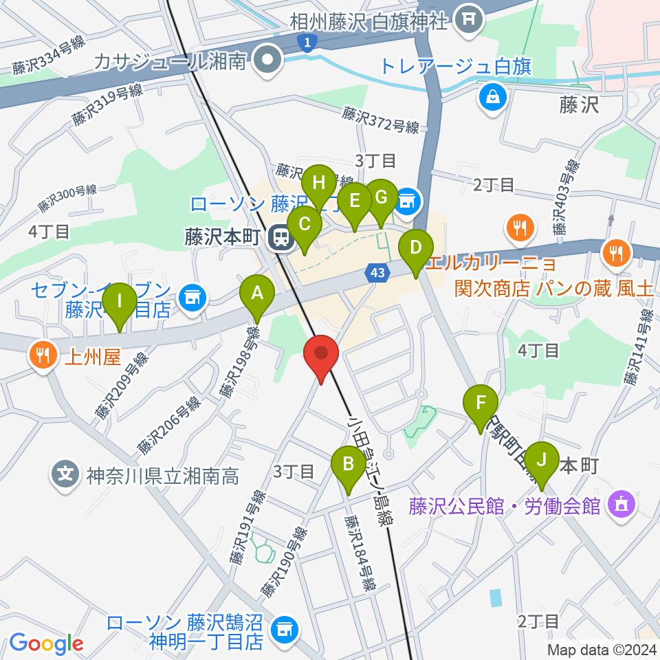 藤沢本町クラジャ周辺のカフェ一覧地図