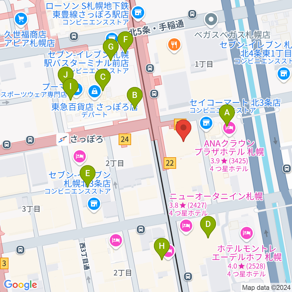 シャコンヌ札幌店周辺のカフェ一覧地図